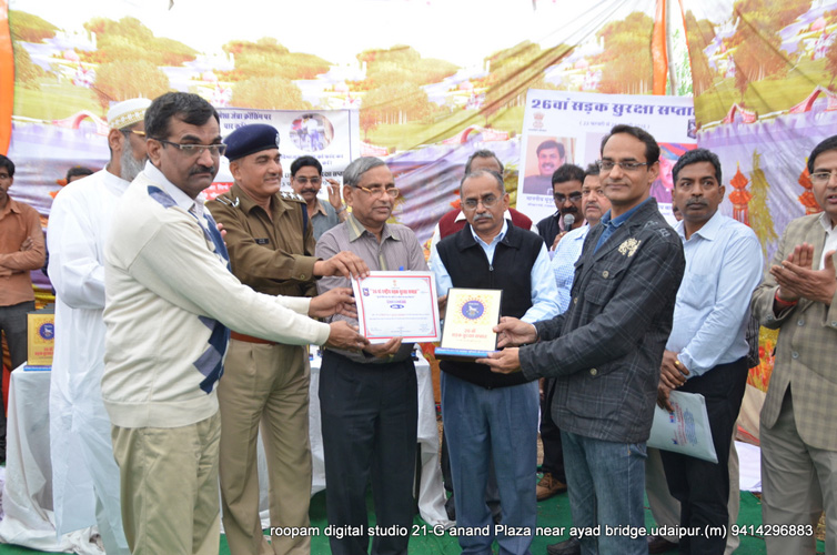 Being Felicitated by RTO Udaipur During National Road Safety Week
